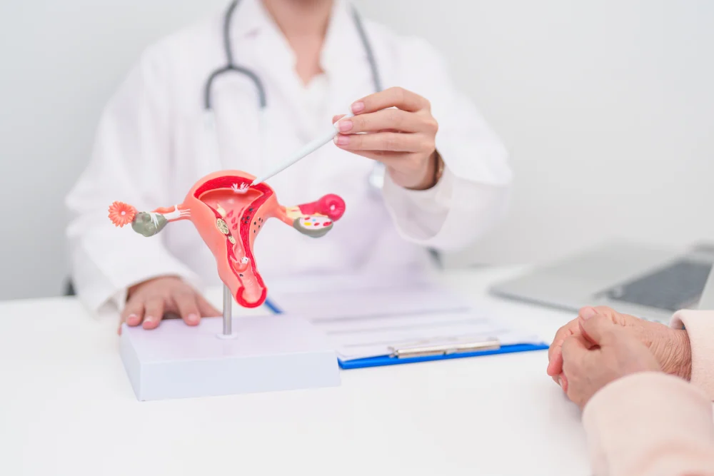 A woman consulting a gynaecologist