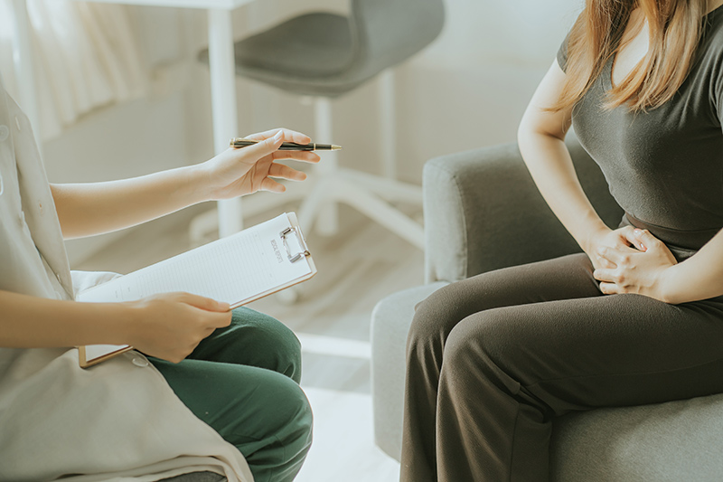 A woman consulting a gynaecologist